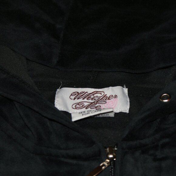Zippered Hoody Velviteen Black Jacket Size L by Whisper Me - Picture 3 of 14